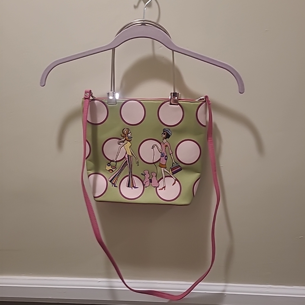 90s Y2K Girls Chic Handbag Pink/green Embroidered Girls - Picture 3 of 11